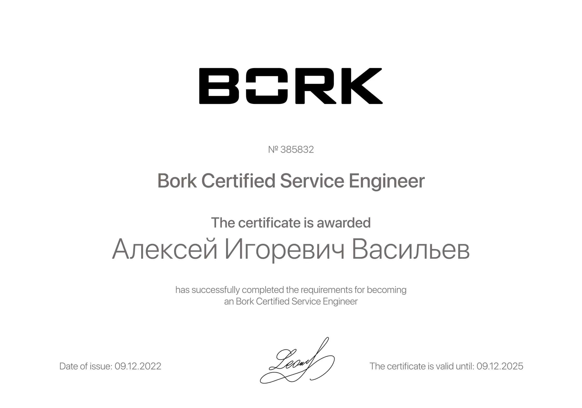 Сертификат - Алексей Игоревич Васильев
